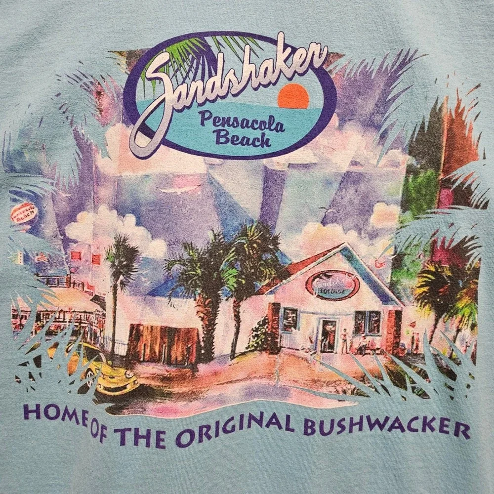 Sandshaker TShirt Original Bushwacker Gildan Mens 3XL Light Blue Pensacola Beach - Picture 4 of 8